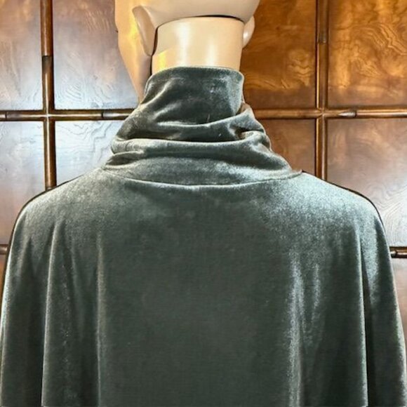 WynneLayers Dark Slate Stretch Velvet Side Slit Turtleneck Top - Picture 12 of 16
